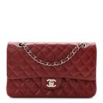 Caviar Quilted Medium Double Flap Burgundy