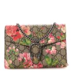 GG Supreme Monogram Blooms Mini Dionysus Chain Wallet Beige Multicolor Dry Rose