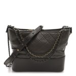 Aged Calfskin Quilted Medium Gabrielle Hobo Grey