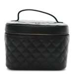 Caviar Quilted Large Vanity Pouch Black