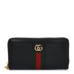Calfskin Web Ophidia Zip Around Wallet Black