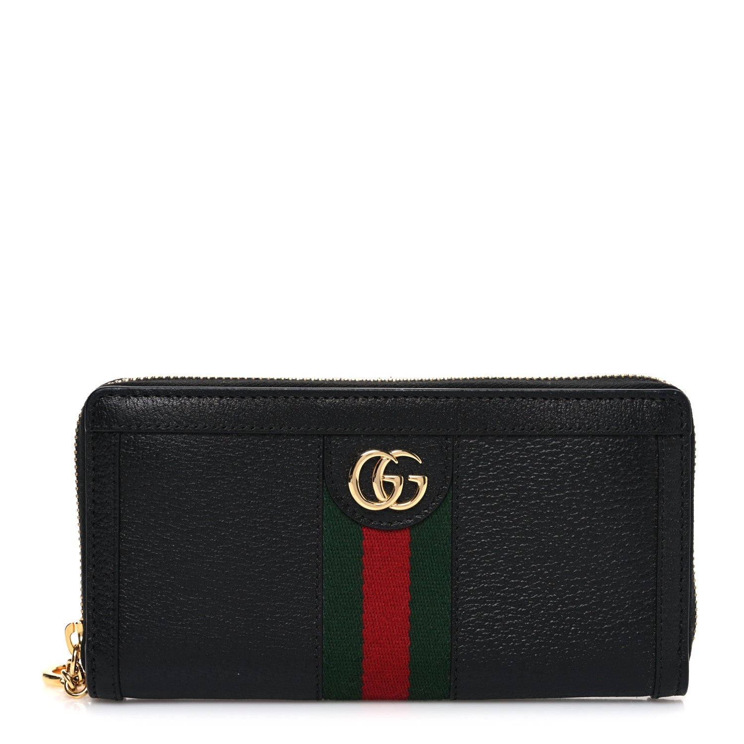61782d6b17362b5ccc4f92b6f4109997.jpg Calfskin Web Ophidia Zip Around Wallet Black - 图片 1