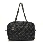 Nylon Quilted Tweed Stitch Bubble Camera Case Black