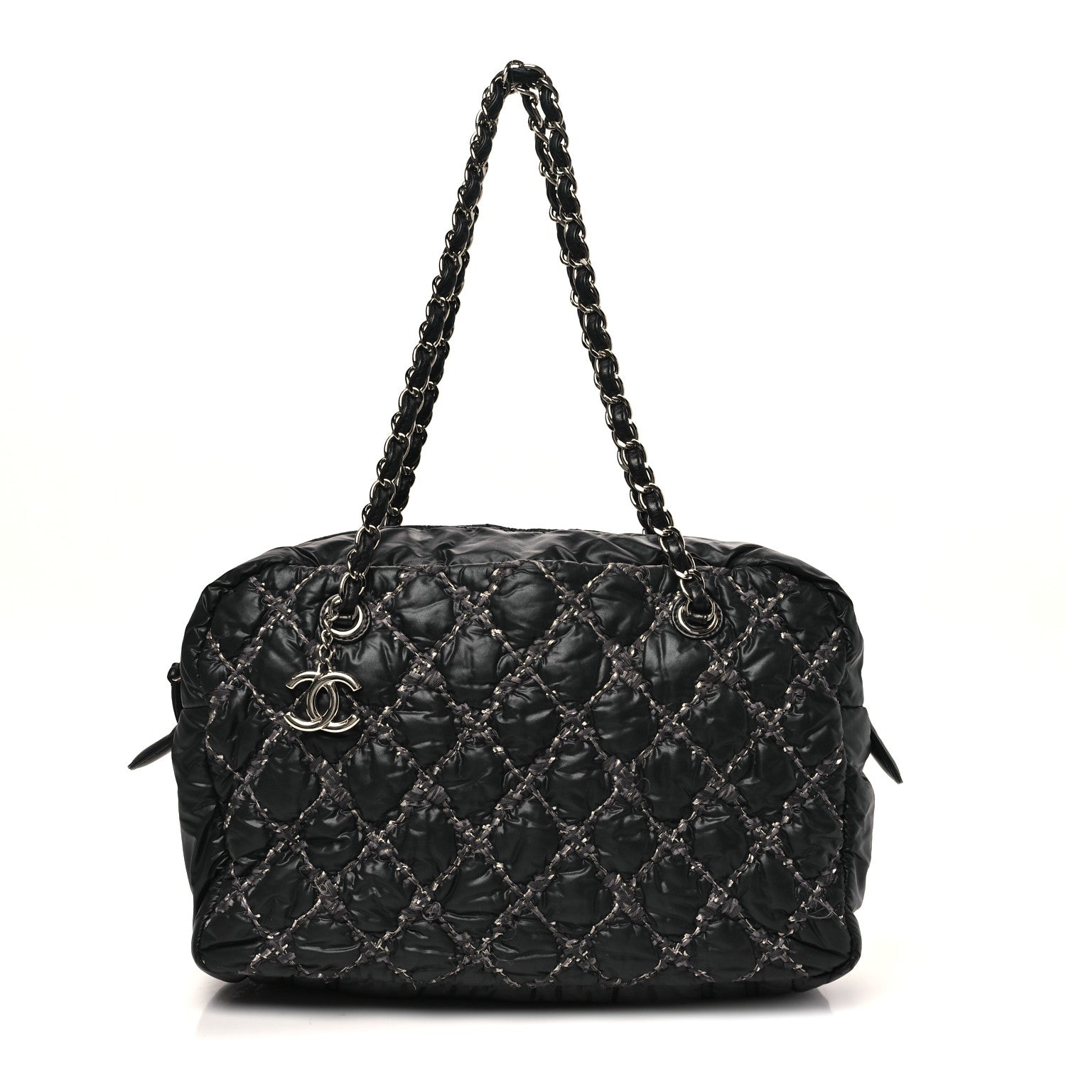 65d5c060ac2183628fc3082cbf5f96b7.jpg Nylon Quilted Tweed Stitch Bubble Camera Case Black - 图片 1