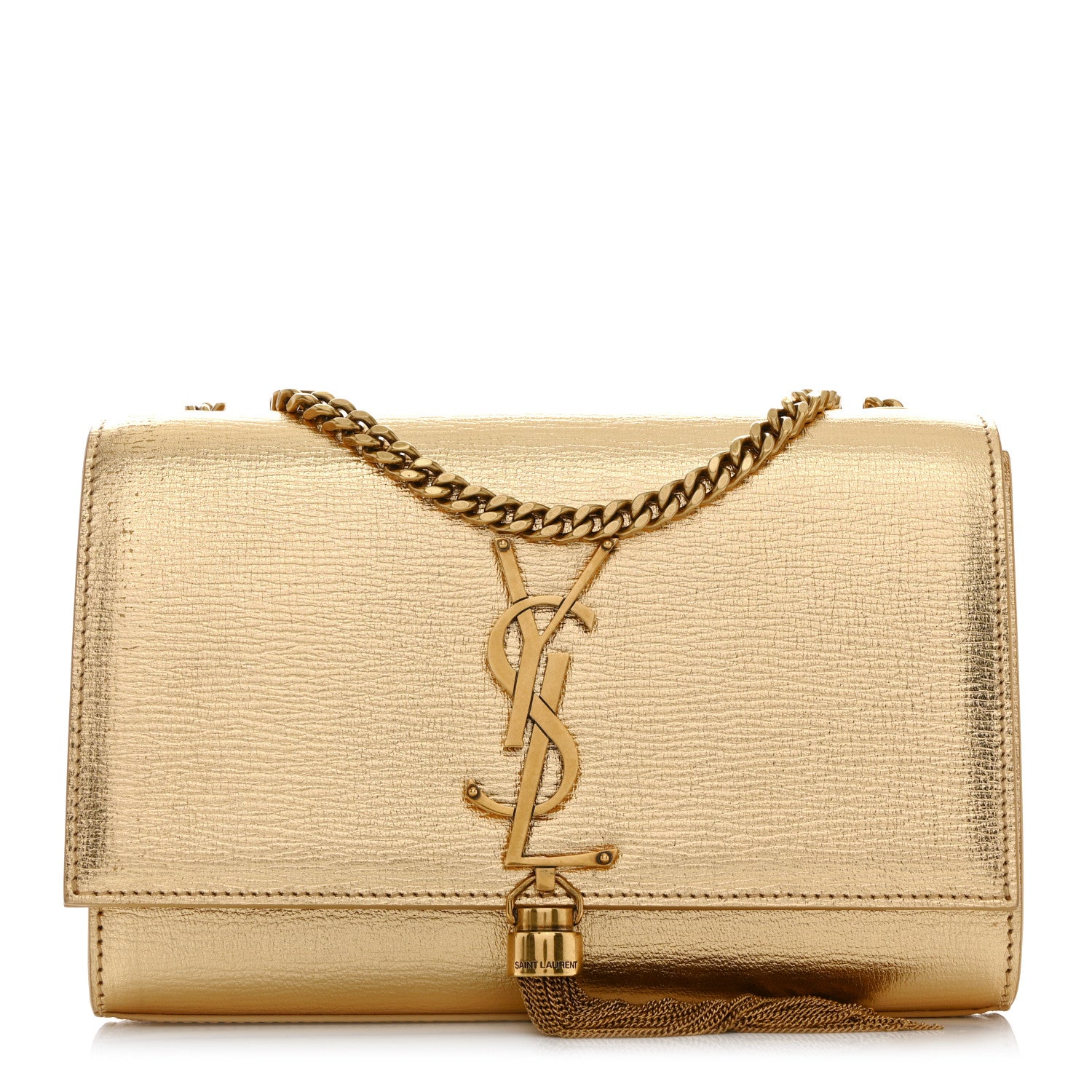 685282a6b5eded8b4e075db3991bb8c6.jpg Metallic Calfskin Small Classic Monogram Kate Tassel Satchel Gold - 图片 1