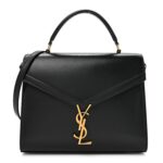 Smooth Calfskin Medium Classic Monogram Cassandra Top Handle Black