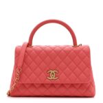 Caviar Quilted Small Coco Handle Flap Pink
