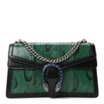 Snakeskin Enamel Small Dionysus Shoulder Bag Green