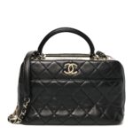 Lambskin Quilted Medium Trendy CC Bowling Bag Black