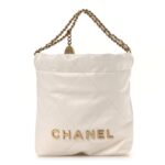 Shiny Calfskin Quilted Mini Chanel 22 White
