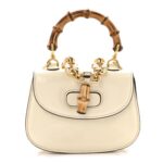 Patent Crystal Mini Bamboo 1947 Top Handle Chain Bag White