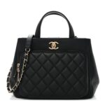 Caviar Quilted Small Business Affinity Shopping Bag Black