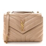 Calfskin Y Quilted Monogram Small Loulou Chain Satchel Dark Beige