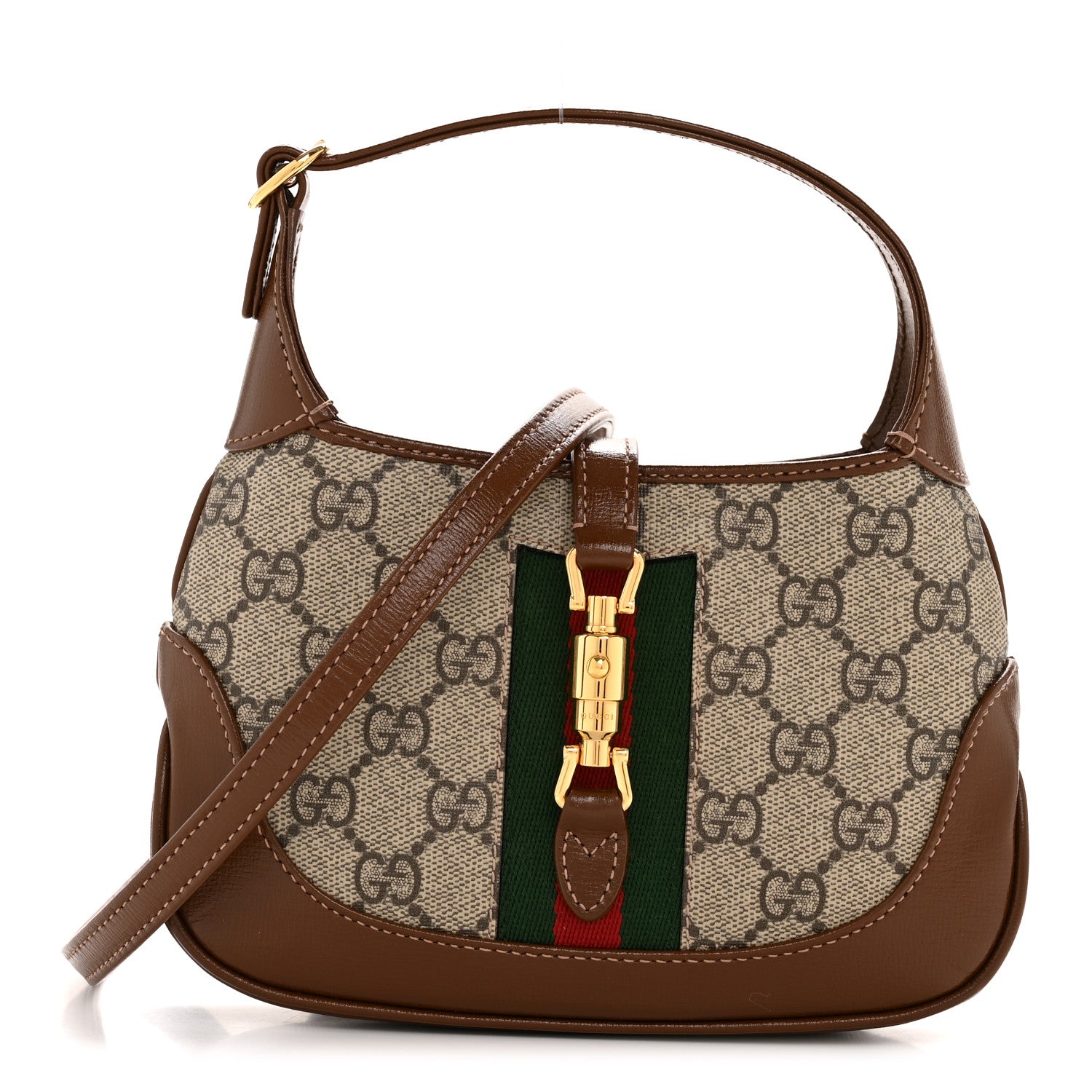 837cadc208b2a44e4f7c2d4ac8bf6cdb.jpg GG Supreme Monogram Azalea Calfskin Web Mini Jackie 1961 Hobo Beige Ebony Brown Sugar - 图片 1