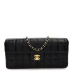 Lambskin East West Chocolate Bar Flap Black