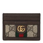 GG Supreme Monogram Textured Dollar Calfskin Ophidia Card Holder Beige Ebony New Acero