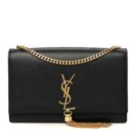 Smooth Calfskin Medium Classic Monogram Kate Tassel Satchel Black