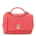 Caviar Quilted Small Business Affinity Flap Coral