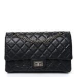 Aged Calfskin Quilted 2.55 Reissue 225 Flap Black