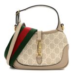 GG Supreme Monogram Textured Dollar Calfskin Mini Jackie 1961 Hobo Beige Mystic White Oatmeal