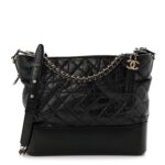 Aged Calfskin Quilted Large Gabrielle Hobo Black