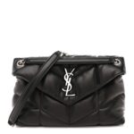 Lambskin Quilted Small Loulou Puffer Monogram Chain Satchel Black