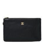 Shiny Calfskin Chanel 22 Removable Pouch Black