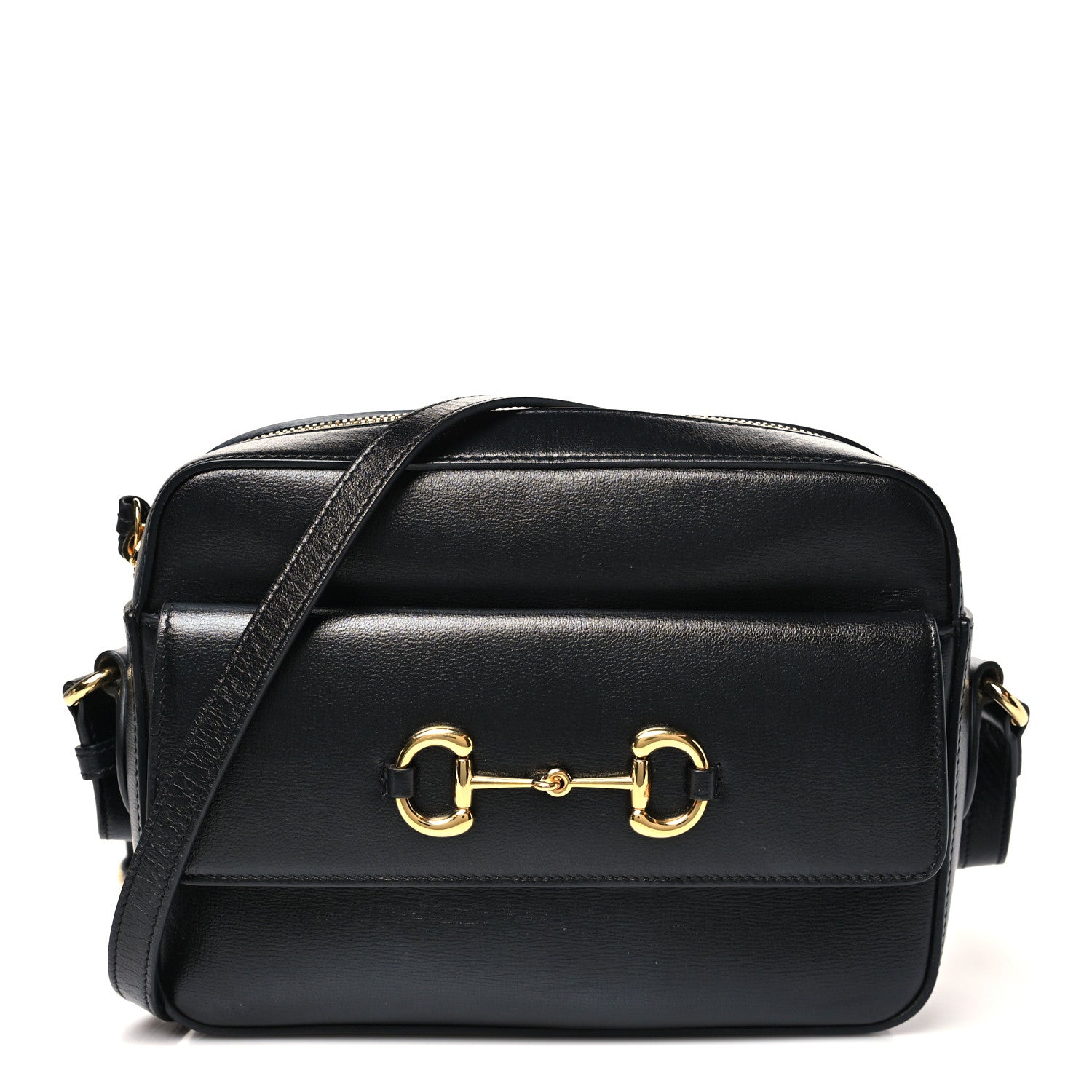 Textured Calfskin Small Horsebit 1955 Shoulder Bag Black