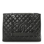 Caviar Quilted Grand Shopping Tote GST Dark Silver