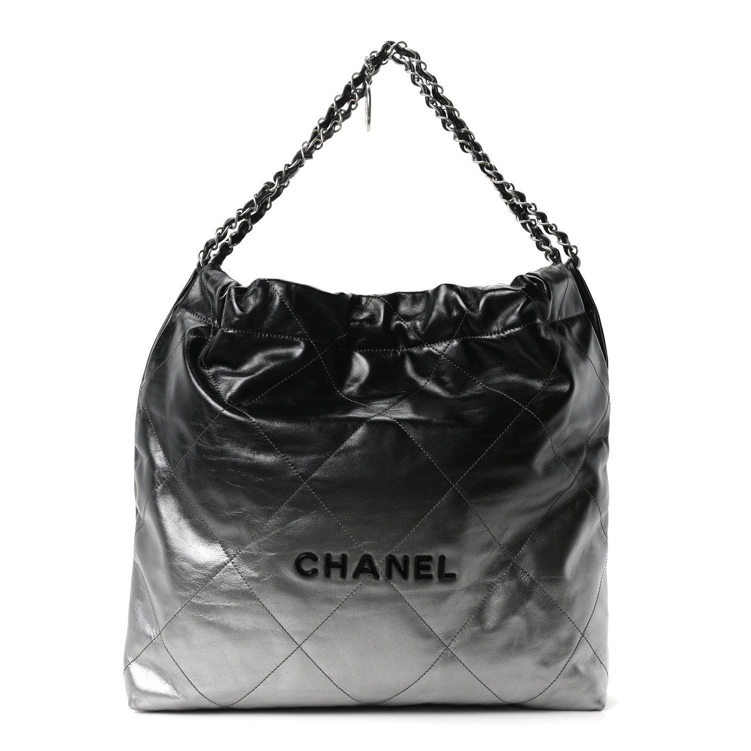 93e168797773f516f47909fc09d07fcf.jpg Metallic Shaded Calfskin Quilted Chanel 22 Black Silver - 图片 1