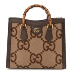 Monogram Jumbo GG Textured Dollar Calfskin Small Diana Tote Bag Camel Ebony New Acero Pomegranate Red