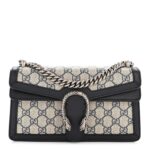 GG Supreme Monogram Textured Dollar Calfskin Small Rectangular Dionysus Shoulder Bag Beige Blue