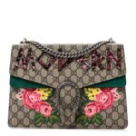 GG Supreme Monogram Embroidered Medium Dionysus Shoulder Bag Emerald