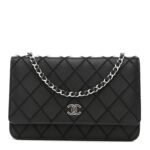 Calfskin Whipstitch Wallet On Chain WOC Black