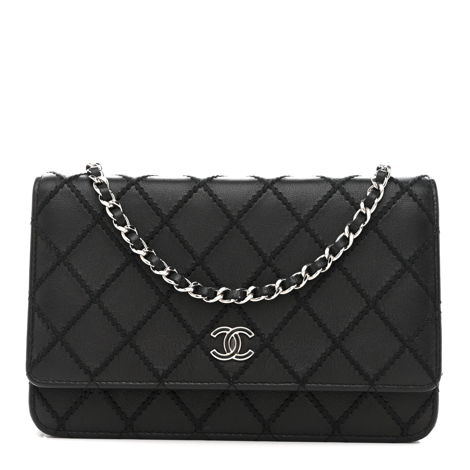 95708245a30b93ddea9d12032a30b20b.jpg Calfskin Whipstitch Wallet On Chain WOC Black - 图片 1