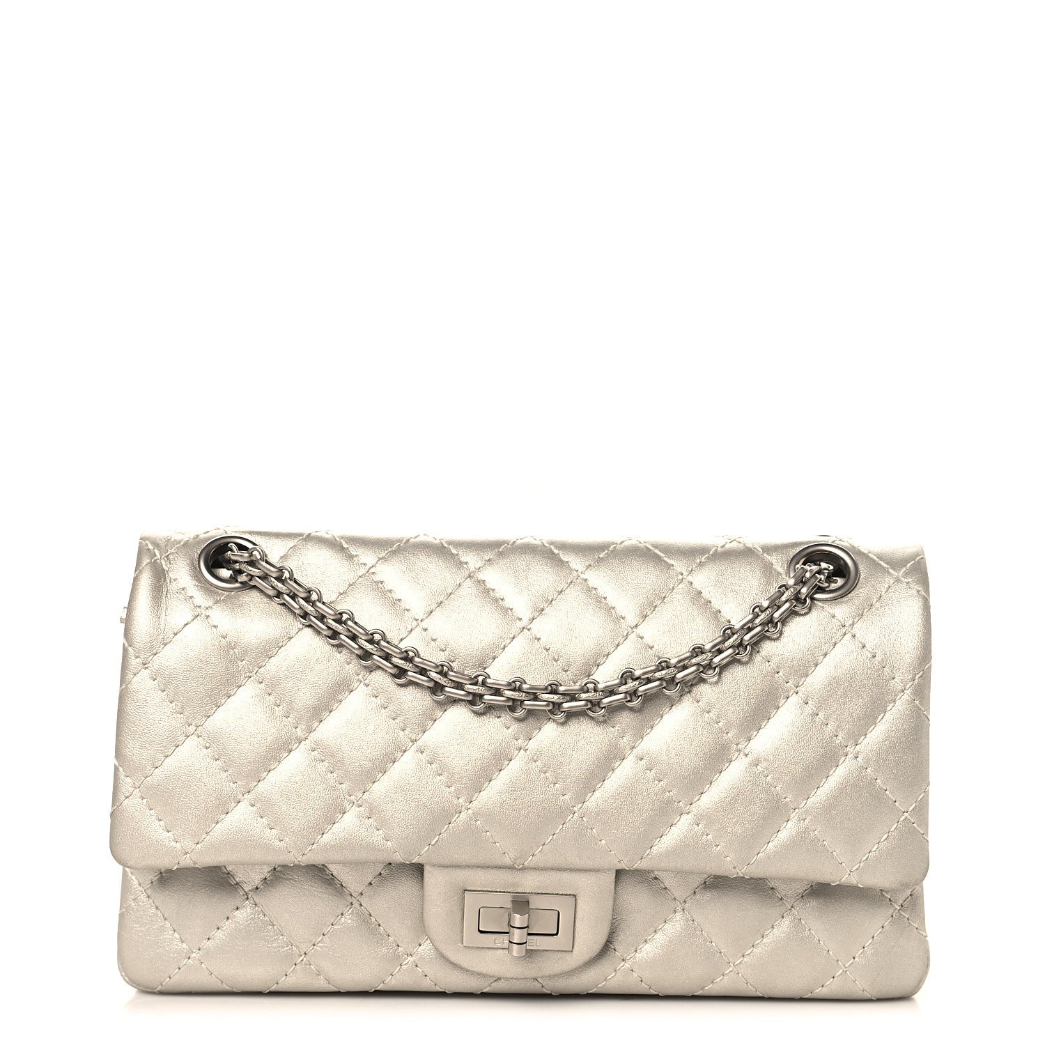 978b54d1304cf3a75485167f3245928c.jpg Metallic Lambskin Quilted 2.55 Reissue 225 Flap Silver - 图片 1