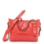 Aged Calfskin Quilted Small Gabrielle Hobo Coral