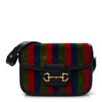 Velvet Azalea Calfskin Baiadera Stripe Horsebit 1955 Shoulder Bag Multicolor