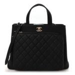 Caviar Quilted Large Business Affinity Shopping Bag Black