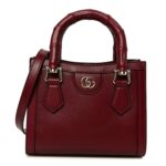 Sweetbread Calfskin Mini Diana Tote Bag Rosso Ancora