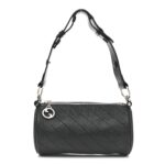 Sakai Be Green Calfskin Diagonal Stitched Mini Blondie Barrel Shoulder Bag Black