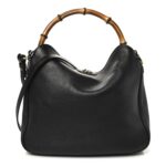 Softy Wonka Textured Dollar Calfskin Medium Diana Shoulder Bag Black
