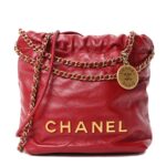 Shiny Calfskin Quilted Mini Chanel 22 Red