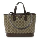 GG Supreme Monogram Textured Calfskin Small Ophidia Shoulder Tote Bag Beige Ebony New Acero