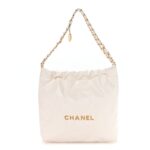 Shiny Calfskin Quilted Small Chanel 22 White
