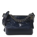 Aged Calfskin Quilted Small Gabrielle Hobo Navy