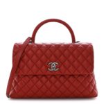 Caviar Quilted Medium Coco Handle Flap Red