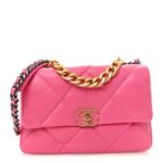 Goatskin Quilted Large Chanel 19 Flap Neon Pink