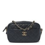 Caviar Quilted Camera Case Navy