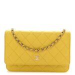 Caviar Quilted Wallet on Chain WOC Yellow